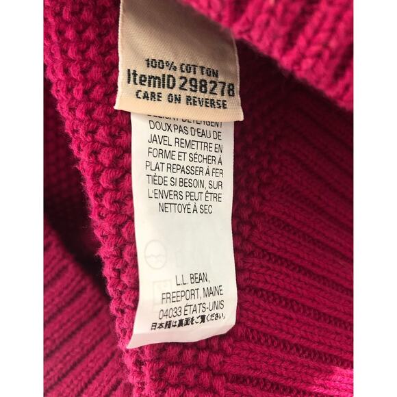 L.L. Bean high neck Cardigan Cable Knit Toggle Buttons Fucshia size small - Picture 12 of 12